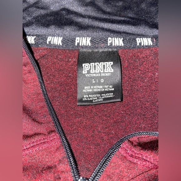 Pink 1/4 Zip High Neck Long Sleeve Red Black Pullover Sweatshirt Size Large - Picture 3 of 4